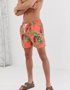 Threadbare Fern Print Swim Short - Orange