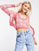 Heartbreak Knitted Tank In Heart Print - Part Of A Set-multi