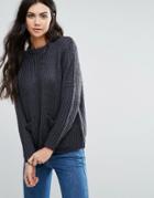 First & I Knitted Sweater With Pocket Detail - Blue