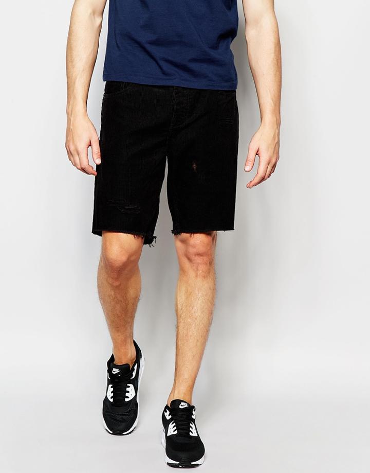 Afends Cut Off Denim Shorts Faded Black - Black