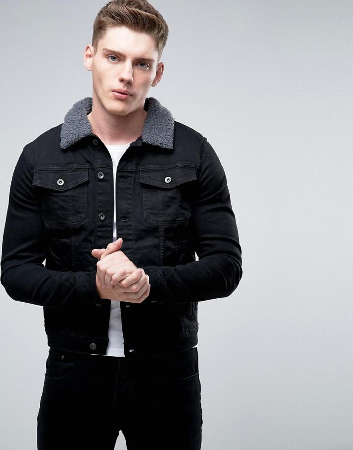 Another Influence 4 Pocket Jacket With Contrast Top Stitch - Black