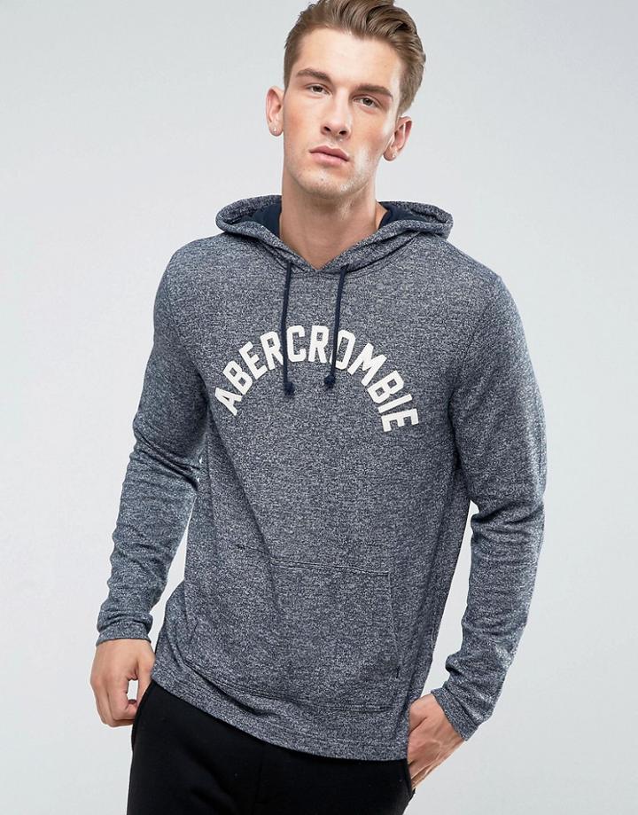 Abercrombie & Fitch Long Sleeve Top Hooded Front Logo In Navy - Navy