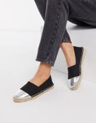 London Rebel Toe Cap Espadrilles In Black