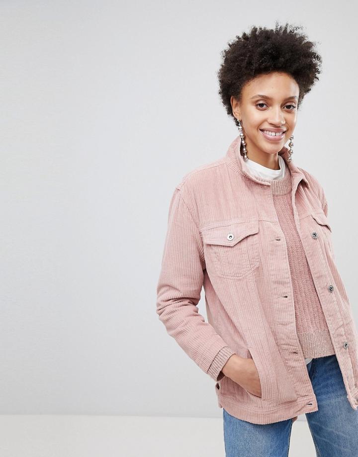 Stradivarius Cord Trucker Jacket - Pink