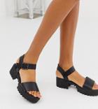 Missguided Cleated Sole Sandal In Black - Black