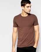 Asos Muscle T-shirt With Crew Neck In Dark Brown - Bracken