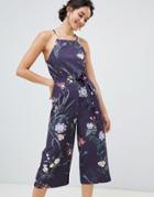 Oasis Jumpsuit With Lace Back Detail In Floral Print - Multi
