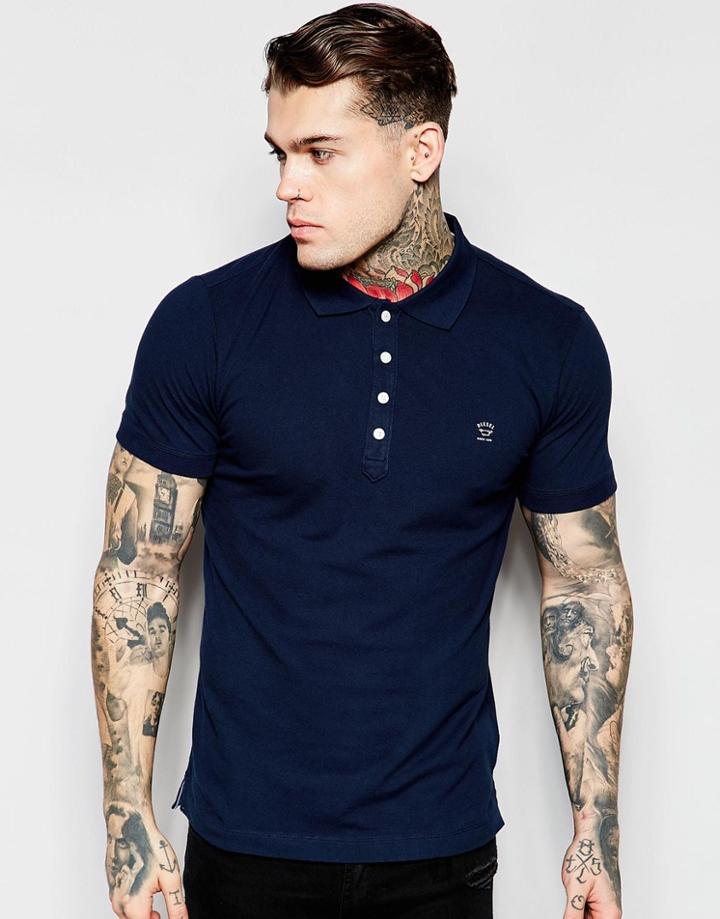 Diesel Polo T-yahei Slim Fit Jersey In Navy - Navy