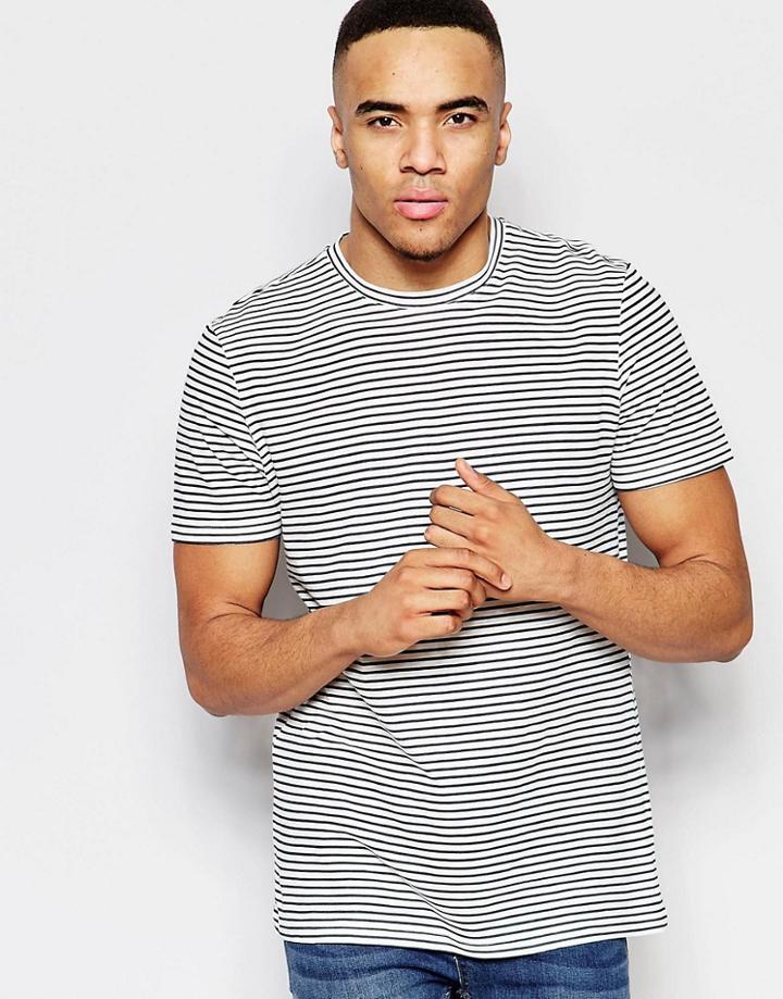 New Look Breton Striped T-shirt In White And Navy - Navy