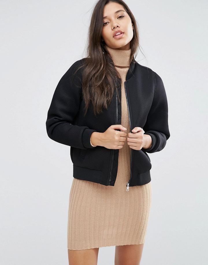 Brave Soul Mesh Bomber Jacket - Black