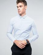 Asos Skinny Shirt In Micro Stripe - Blue