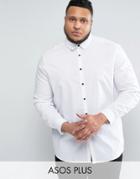 Asos Plus Regular Fit Shirt With Contrast Buttons - White