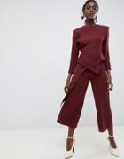 Asos White Wide Leg Jumpsuit With Shoulder Pads-red