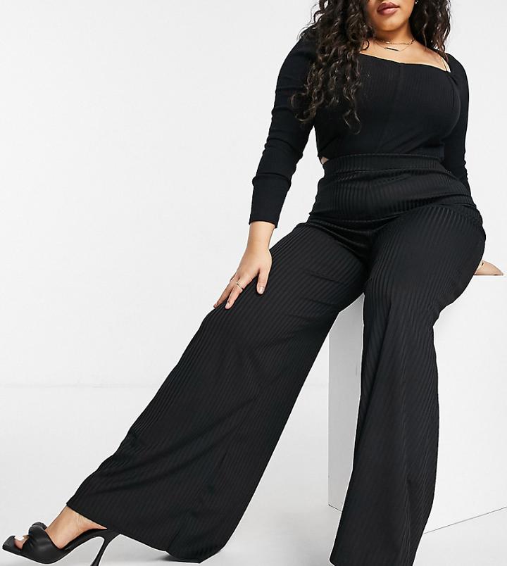Club L London Plus Flared Pants Set In Black