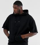 Asos Design Plus Oversized Short Sleeve Hoodie In Black