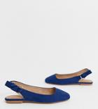 Asos Design Wide Fit Valletta Ballet Flats In Navy-blue
