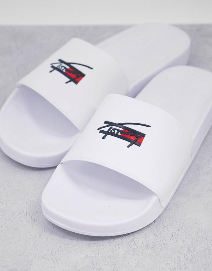 Tommy Jeans Slides With Signature Logo In White
