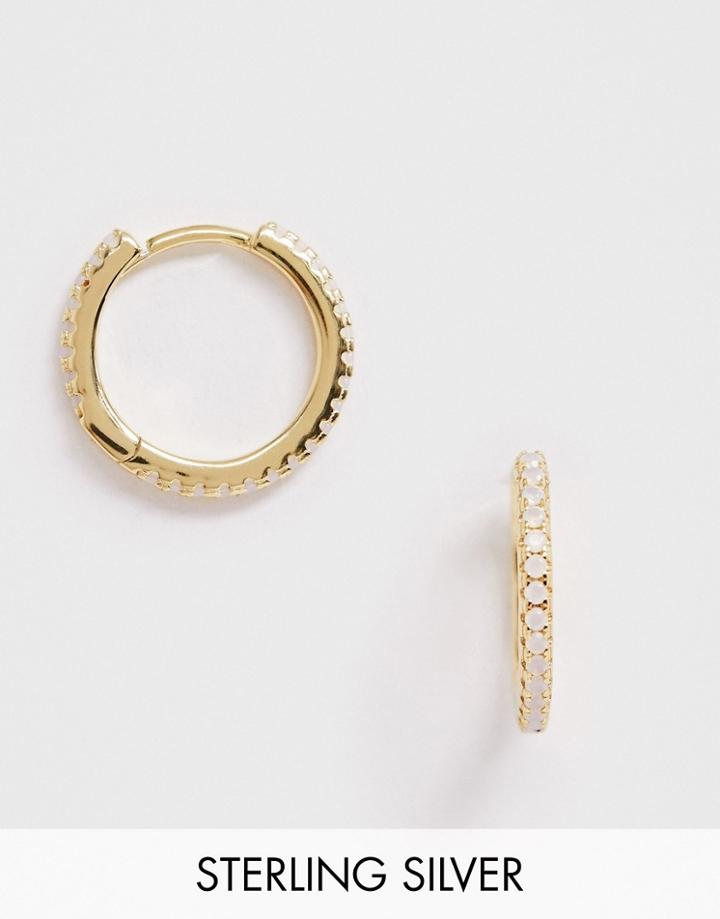Galleria Armadoro Gold Plated 12.5mm Opal Pave Huggie Single Hoop