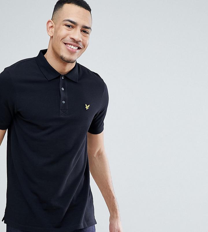 Lyle & Scott Logo Pique Polo Shirt In Black - Black