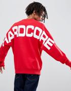 Asos Design Oversized Sweatshirt In Red With Back Print - Red