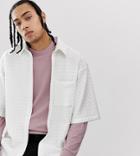 Noak Oversized Textured Seersucker Shirt In White - White