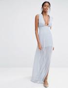 Missguided Deep Plunge Maxi Dress - Gray