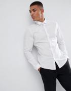 Asos Design Smart Stretch Slim Ditsy Shirt - White