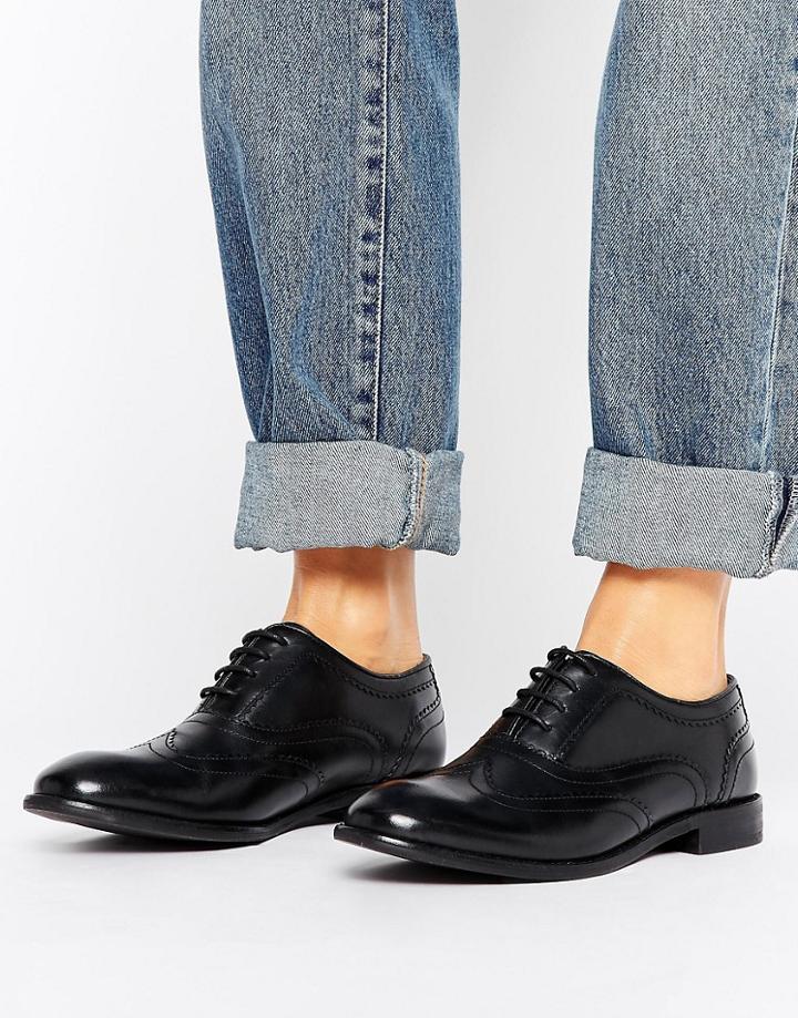 H By Hudson Leather Brogue Shoe - Black