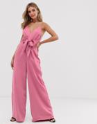 Keepsake Restore Tie Waist Wide-leg Jumpsuit - Pink