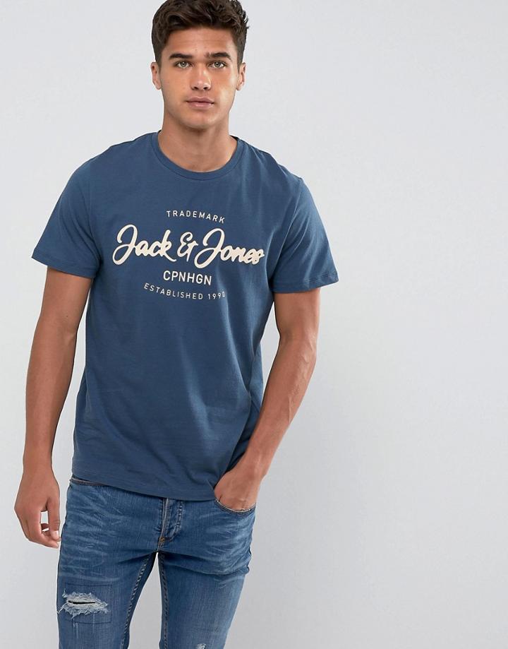 Jack And Jones Script Logo T-shirt - Blue