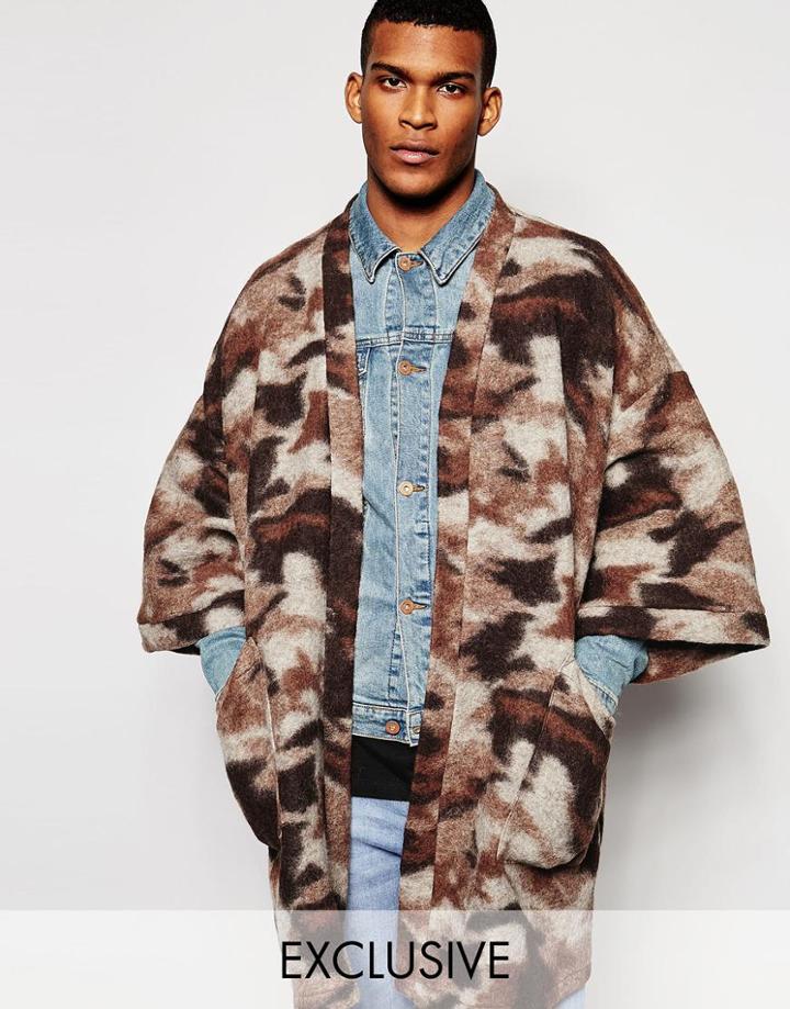 Reclaimed Vintage Textured Kimono - Gray