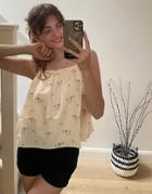 & Other Stories Floral Embroidered Swing Cami In Cream-white