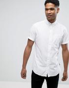 Jack & Jones Originals Short Sleeve Slim Fit Shirt In Brushed Cotton - White