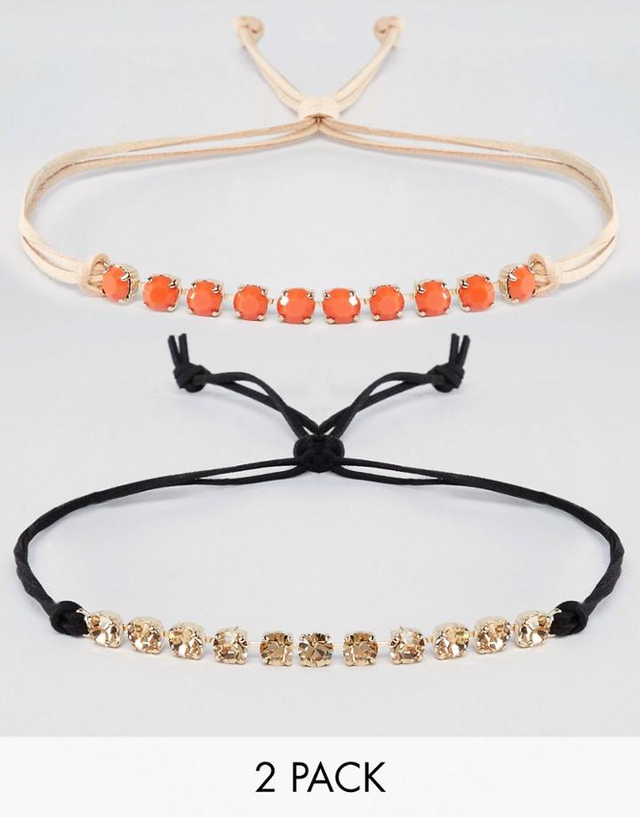 Krystal Pack Of 2 Swarovski Crystal Choker Necklaces - Black