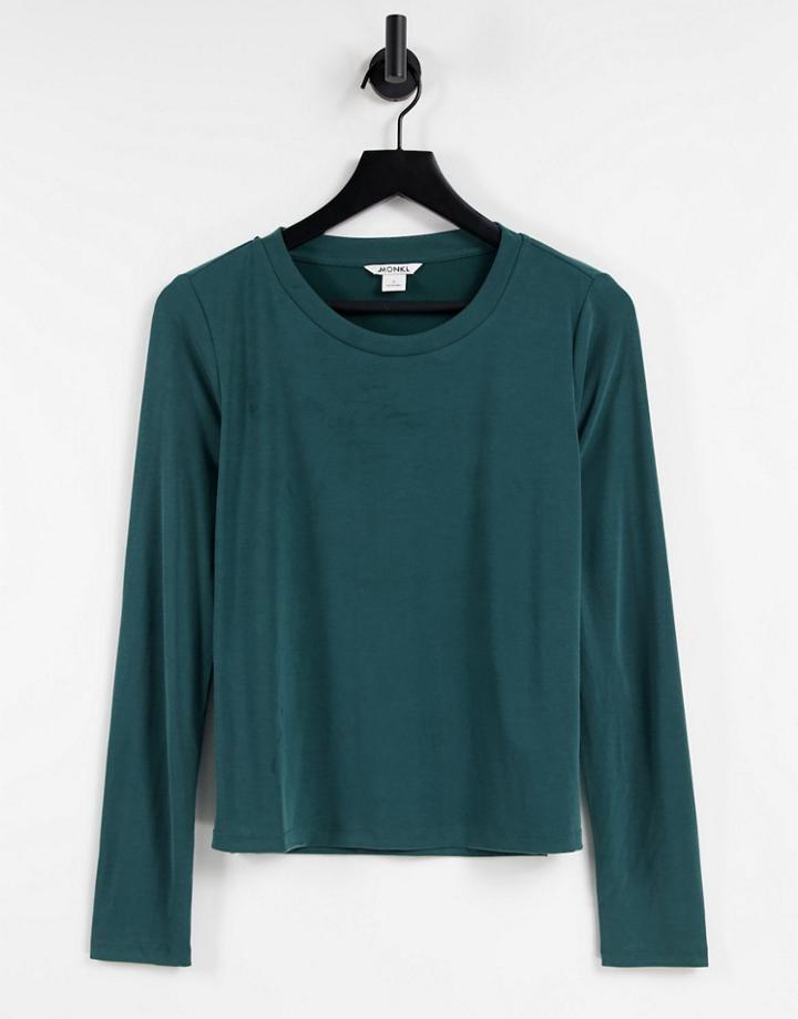 Monki Crew Neck Top In Green