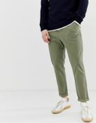 Asos Design Tapered Chinos In Light Khaki-green