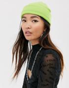 Asos Design Mini Fisherman Beanie In Recycled Polyester In Green