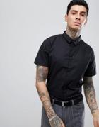 Process Black Short Sleeve Plain Stretch Shirt - Black