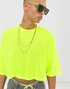 Asos Design Oversized Crop T-shirt In Neon Yellow