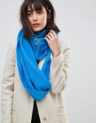 Asos Woven Infinity Scarf With Zip And Ring Pull - Blue