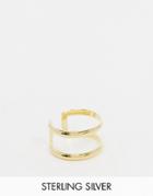 Asos Design Sterling Silver Double Band Ring In 14k Gold Plate