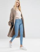 Asos Oversized Knitted Coat In Wool Blend With Shawl Collar - Cream