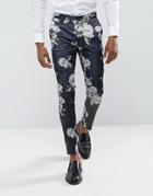 Asos Super Skinny Smart Pants In Mosaic Floral Print - Black