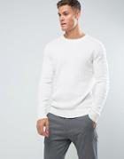 Selected Homme Knitted Sweater With Cable Knit Detail In 100% Cotton - Cream