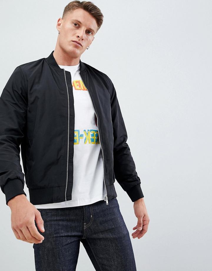 Burton Menswear Bomber Jacket In Black - Black