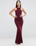 Club L Racer Front Maxi Dress In Crepe - Purple