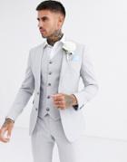 Asos Design Wedding Super Skinny Suit Jacket In Ice Gray Micro Texture