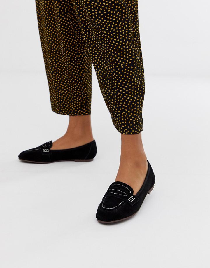New Look Contrast Stitch Loafer In Black - Black