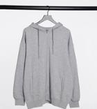 Daisy Street Plus Oversized Zip Front Hoodie In Gray-grey