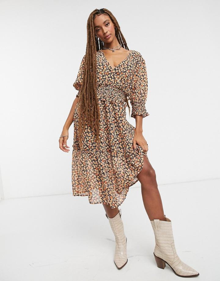 Violet Romance Midi Tea Dress In Ditsy Floral Print-multi